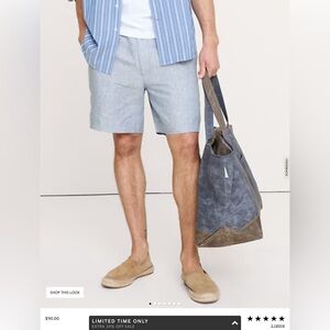 Banana Republic Men's Light Gray Casual Linen-Blend Shorts sz 36 like new.